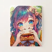 Cute Anime Girl eating a Peanut Butter and Jelly Jigsaw Puzzle