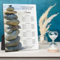 Rock Stack Cairn Spa Salon Services Menu Plaque