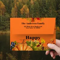 Fall Fruits Flowers And Foliage Happy Thanksgiving Envelope