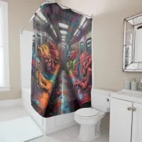 Train full of Demons and lost Souls Shower Curtain
