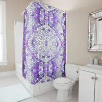 Purple tiles - mosaic, greek style,   shower curtain