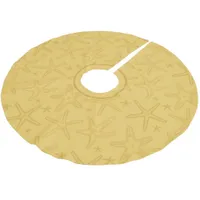 Tropical Beach Starfish Sand Colored Seashell  Brushed Polyester Tree Skirt