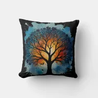 Cute Tree of Life Watercolour Throw Pillow