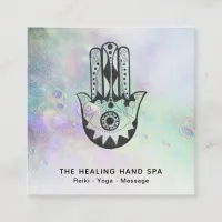 *~* Hamsa Hand of Fatima Craters of Rainbow Moon Square Business Card