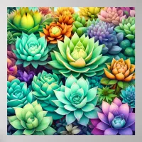 Colorful Succulents Collage Poster