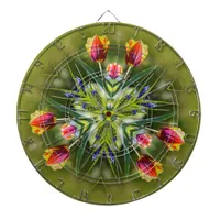 Kaleidoscopic Bicolored Purple and Gold Tulips Dart Board