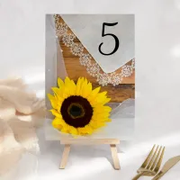 Sunflower and Lace Country Wedding Table Numbers