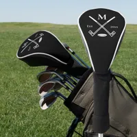 White + Black Custom Monogram Golf Club Head Cover