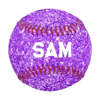 Luxury Violet Glitter Bold Sport Monogram Baseball