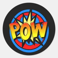 Pow  Pop Art Superpower Hero Birthday Stickers