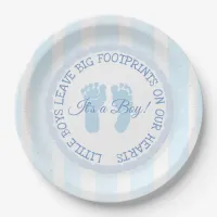 Blue Footprints Boy Baby Shower Paper Plates