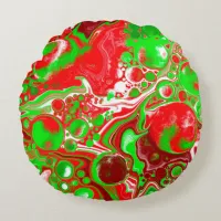 Red and Green Christmas Swirls Throw Pillow