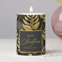 Black Gold Christmas Pattern#29 ID1009 Pillar Candle