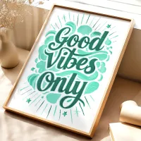 Good Vibes Only: Teal Typography Art Print