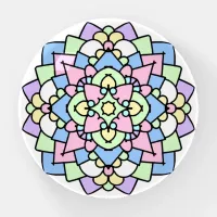 Pink, Blue, Purple and Green Pastel Colors Mandala Paperweight