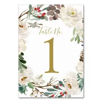 Wedding Table Number | Woodsy Holiday Wreath