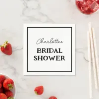 Minimalist Bridal Shower Black And White Napkins