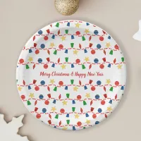 Beaded garland with retro Christmas ornaments Paper Plates