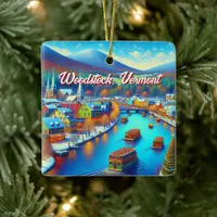 Woodstock, Vermont at Christmas time Ceramic Ornament