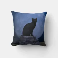 Moonlit Cat Throw Pillow