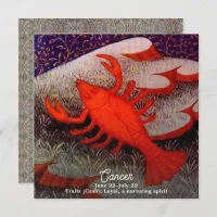 Cancer the Crab Zodiac Sign Birthday Party Invitation