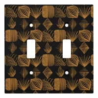 Bold Caribbean Tribal Mudcloth: Black, Gold Light Switch Cover