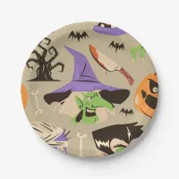 Halloween Vintage Pattern Paper Plate