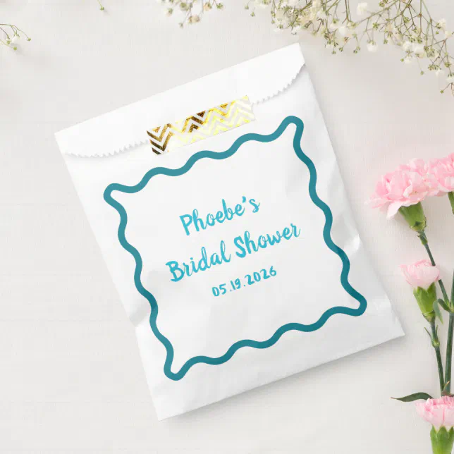 Handwritten Whimsical Wavy Border Bridal Shower Favor Bag