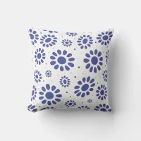 Classic Blue White Hampton's Style Floral Throw Pillow