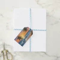 Palm trees overlooking the sea  gift tags