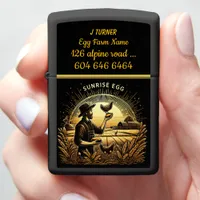 A Farmer Tending to Hens at Dawn on the Egg Farm Zippo Lighter