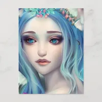 Blue Haired Fairy | Fantasy Art Postcard