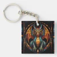 Cute Dragon Stained Glass Mosaic Design Keychain