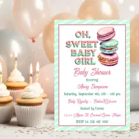 Oh Sweet Baby Girl Macaron Themed Baby Shower Invitation