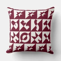 Best Mom Red and White Pattern and Stars Throw Pillow