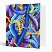 Contemporary Blue Abstract - Depth Illusion 3 Ring Binder