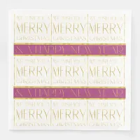 Magenta Gold Christmas Pattern#35 ID1009 Paper Dinner Napkins