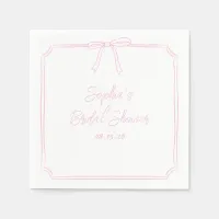 Cute Elegant Pink Simple Girly Bow Bridal Shower Napkins