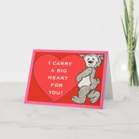 Bear With Big Heart For You Red & Pink Valentine Holiday Card