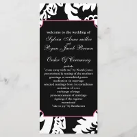 pink and black Wedding program