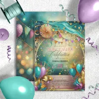 Elegant Fiesta Quinceanera Lavender/Teal ID1029 Invitation