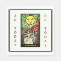 The Sun Tarot Card Birthday Party White Name Napkins