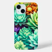 Colorful Succulents Collage iPhone 15 Case