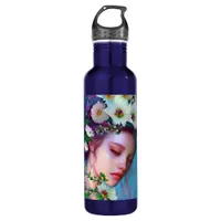 Pretty Fairy Flowers in Hair Fantasy Art   Stainless Steel Water Bottle