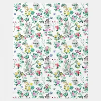 Floral and butterflies Pretty Fleece Blanket