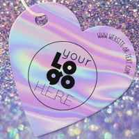 Your Business Logo Iridescent Heart Shape Hang Tag