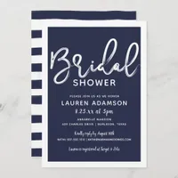 Nautical Beach Bridal Bash Shower Navy Blue Stripe Invitation