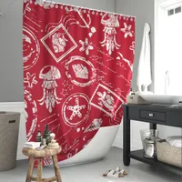 Vintage Red Nautical Sea Stamp Shower Curtain