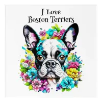 Boston Terrier and Flowers Acrylic Print
