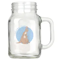 Kangaroo Baby Boy Shower Blue and Tan Mason Jar